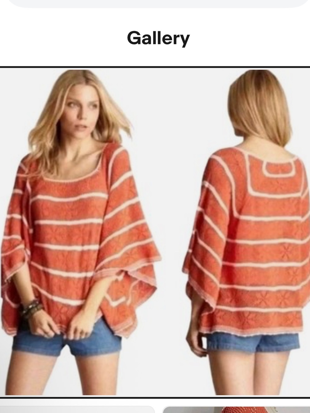 Free People sweater poncho Small striped Oversized La Bonita orange